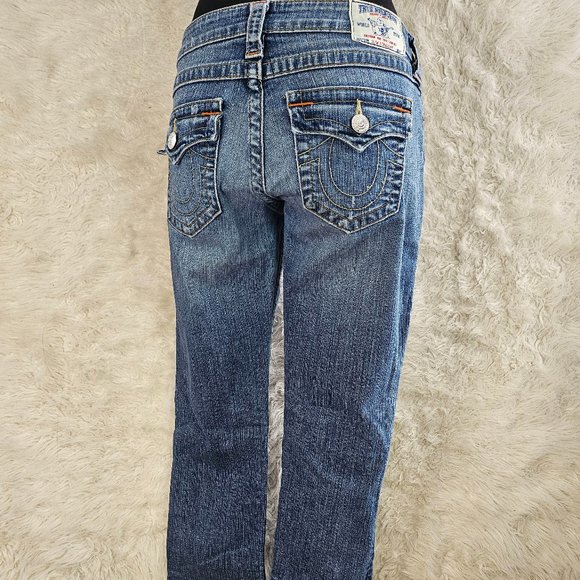 True Religion Women's Blue Slim Straight Jeans Size 28 - Picture 2 of 10